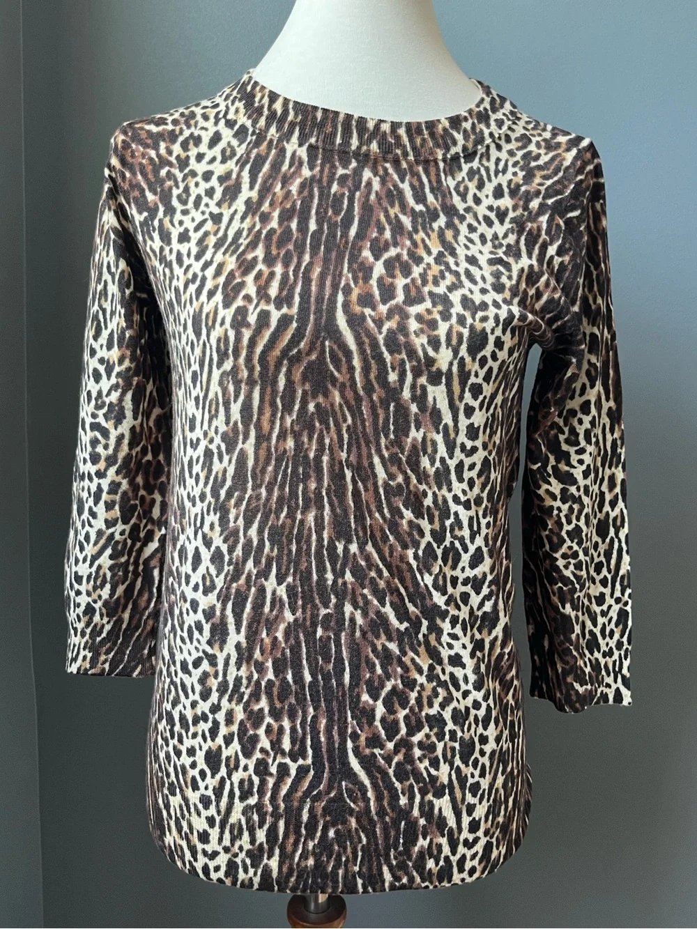 JCrew Tippi Merino Crewneck Sweater in Cheetah print 🐆